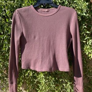 Nuuds Textured Knit Crop Top in Deep Brown